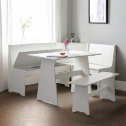 Julian Bowen Newport Corner White Dining Table & 2 White Bench - thumbnail 2