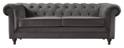 Habitat Chesterfield Velvet 3 Seater Sofa - Charcoal - thumbnail 1