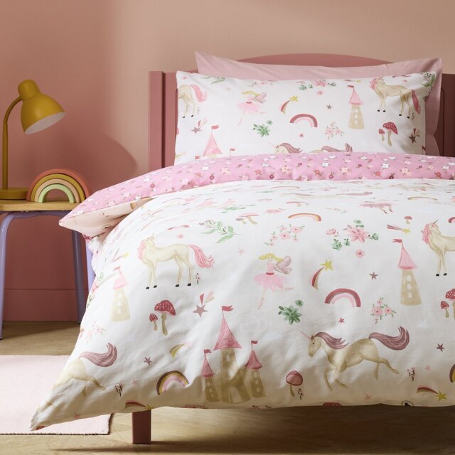 Argos Home Unicorn Storybook White Kids Bedding Set - Single - image 1