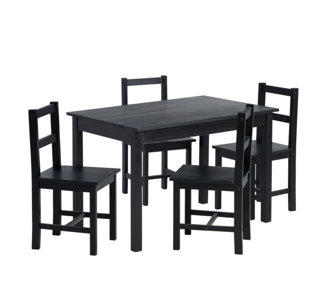 Argos Home Raye Black Dining Table & 4 Black Chairs
