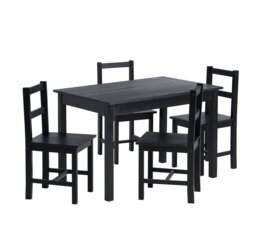 Argos Home Raye Black Dining Table & 4 Black Chairs - thumbnail 1
