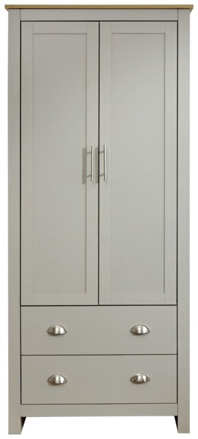 GFW Lancaster 2 Door 2 Drawer Wardrobe - Grey Oak - image 1