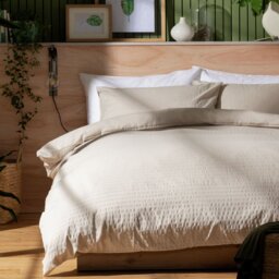 Habitat Seersucker Plain Taupe Bedding Set - Kingsize - thumbnail 1