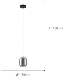 EGLO Ciampino Steel Pendant Light - Black & Grey - thumbnail 2