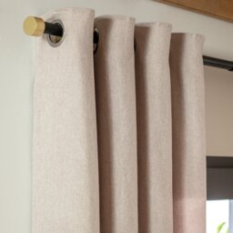 Habitat Brushed Thermal Eyelet Curtains - Oatmeal - thumbnail 1