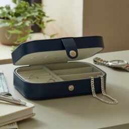 Argos Home Navy Faux Leather Medium Travel Jewellery Box - thumbnail 2