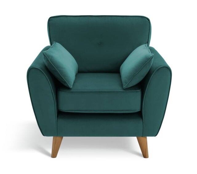 Habitat Iris Velvet Armchair - Teal - image 1