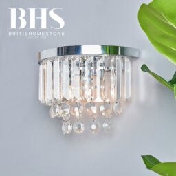 BHS Monroe Glass 2 Light Wall Light - Chrome - thumbnail 2