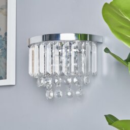 BHS Monroe Glass 2 Light Wall Light - Chrome - thumbnail 1