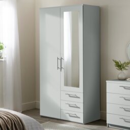 Argos Home Brisbane 2 Door 3 Drawer Mirror Wardrobe - Grey