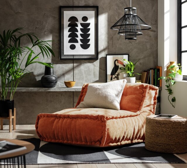 Habitat Estelle Quilted Bean Bag - Rust - image 1
