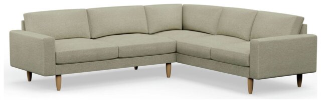 Hutch Fabric Block Arm 6 Seater Corner Sofa - Oat - image 1