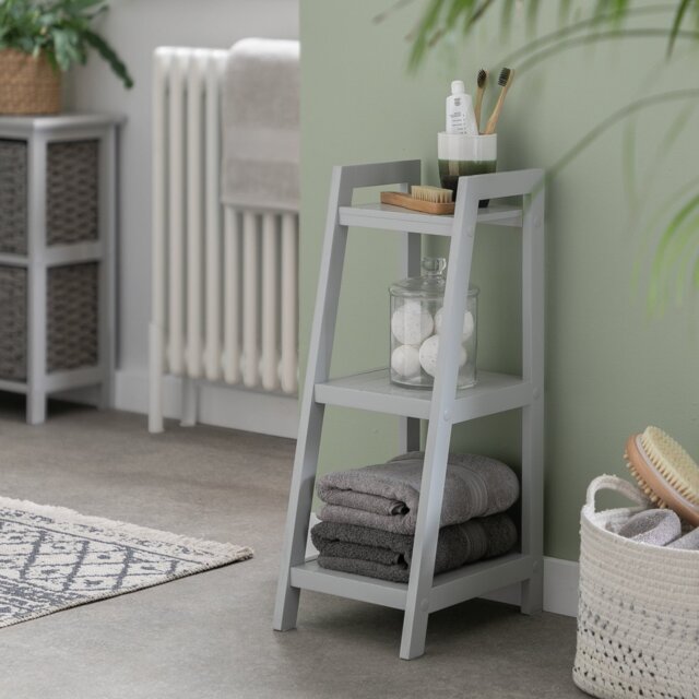 Argos Home 3 Tier Tongue & Groove Bathroom Shelves - Grey - image 1