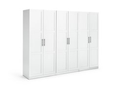 Habitat Munich Panelled 6 Door Wardrobe - White - thumbnail 1