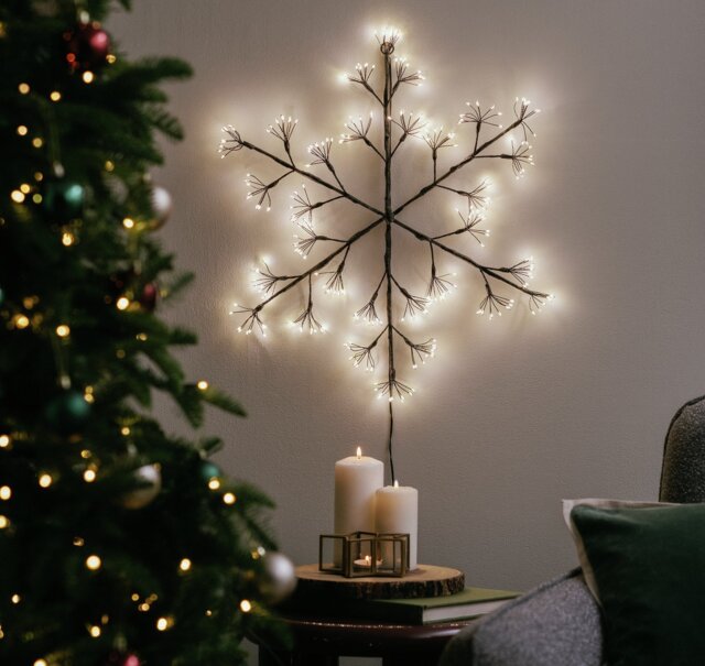 Habitat Warm White Black Frame Snowflake Christmas Light - image 1