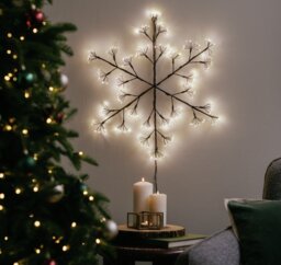 Habitat Warm White Black Frame Snowflake Christmas Light - thumbnail 1