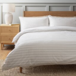 Habitat Cotton Washed Stripe White Bedding Set - King size - thumbnail 1