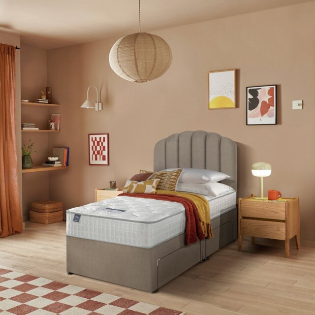 Silentnight Middleton Memory Pocket Single 2 Drawer Divan Bed - Sandstone - image 1