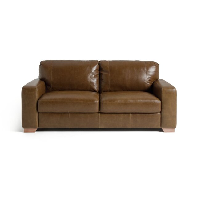 Argos Home Eton Leather 3 Seater Sofa - Tan - image 1