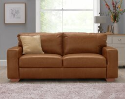 Argos Home Eton Leather 3 Seater Sofa - Tan - thumbnail 2