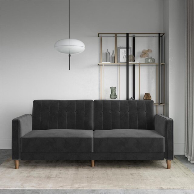 Dorel Pin Velvet Sofa Bed - Grey - image 1