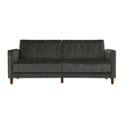 Dorel Pin Velvet Sofa Bed - Grey - thumbnail 2
