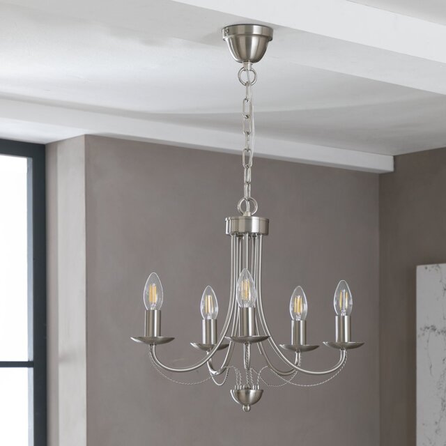 Argos Home Twirl 5 Light Twist Chandelier - Brushed Chrome - image 1