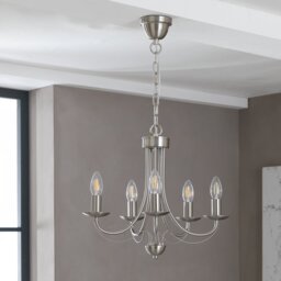 Argos Home Twirl 5 Light Twist Chandelier - Brushed Chrome - thumbnail 1