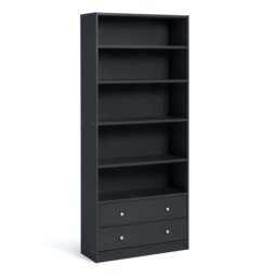 Argos Home Maine 2 Drawer Bookcase - Black Ash Effect - thumbnail 1