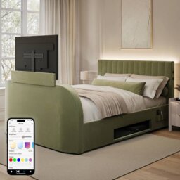 XR Living Maisie Kingsize 5.1 Audio Ottoman TV Bed with Lights - Green