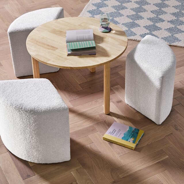 Habitat Harriet Coffee Table and Pouffes - Natural - image 1