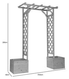 Greenhurst Wooden Garden Arch with Planters -  Natural - thumbnail 2