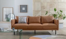 Habitat Moore Leather 4 Seater Sofa - Tan - thumbnail 1