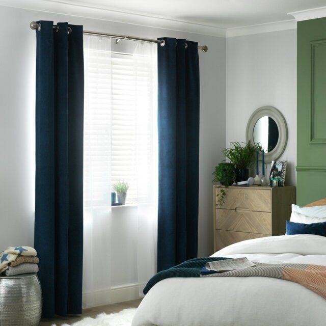 Habitat Cord Eyelet Curtains - Navy - 168x229cm - image 1