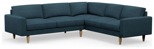 Hutch Fabric Block Arm 6 Seater Corner Sofa - Aegean Blue - image 1
