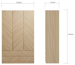 GFW Catania 3 Door 4 Drawer Wardrobe - Oak - thumbnail 2