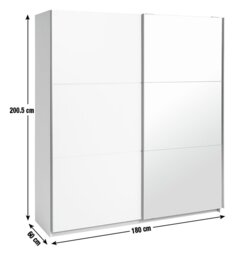 Habitat Holsted Half Mirror 180cm Sliding Wardrobe - White - thumbnail 2
