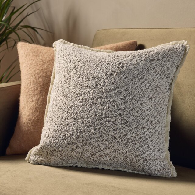 Habitat Boucle Fringe Cushion - Ivory - 43x43cm - image 1