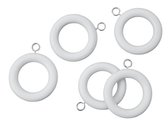 Argos Home Pack of 20 Wooden Curtain Rings - White - image 1