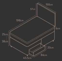 Silentnight Travis Kingsize 2 Drawer Divan Bed - Charcoal - thumbnail 2