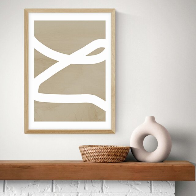 East End Prints Lines Oak Frame Art Print - A2 - image 1