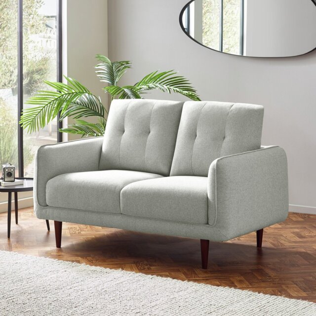 Julian Bowen Remy Fabric 2 Seater Sofa Metal Feet - Light Grey - image 1