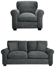 Argos Home Taylor Fabric Chair & 3 Seater Sofa - Grey - thumbnail 1