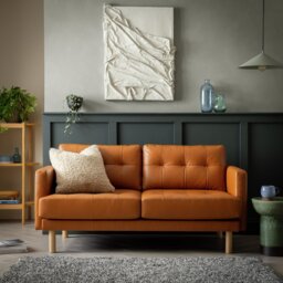 Habitat Newell Leather 2 Seater Sofa - Tan - thumbnail 1