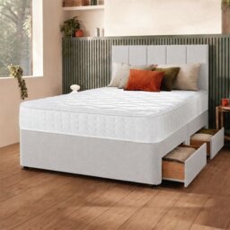 Silentnight Marlow 1000 Mirapocket Superking 4 Drawer Divan Bed - Light Grey - thumbnail 1