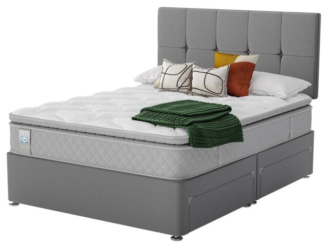 Sealy Abbot Pillowtop Double 4 Drawer Divan Bed - Grey - image 1