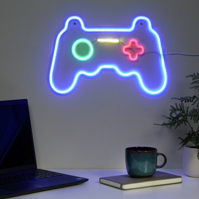 Searchlight Gaming Neon Effect LED Wall Light- Multicoloured - image 1