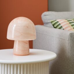 Habitat Alabaster Glass Mushroom Table Lamp - Peach - thumbnail 2