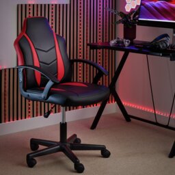 Argos Home Faux Leather Gaming Chair - Red - thumbnail 1