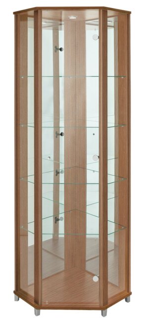 Argos Home 4 Shelf Corner Glass Display Cabinet - Natural - image 1